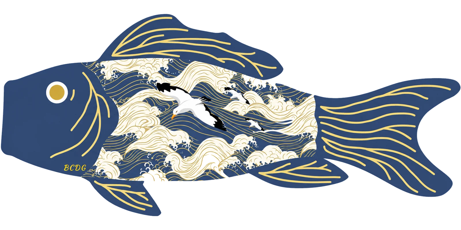 Vagues et Mouettes Koinobori - by BCDG