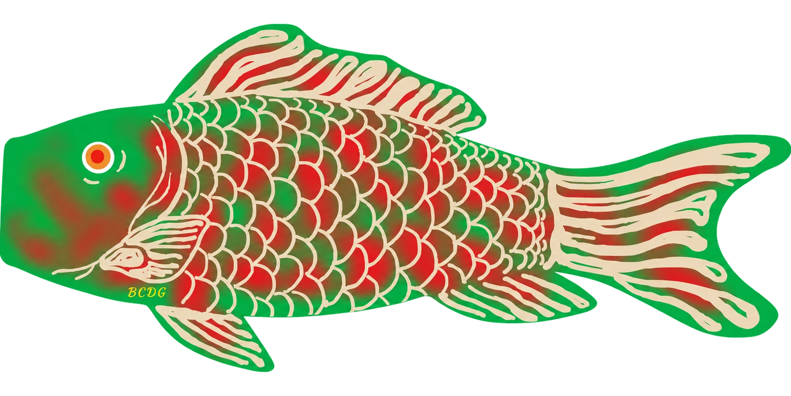 Écailles Vertes et Rouges Koinobori - by BCDG
